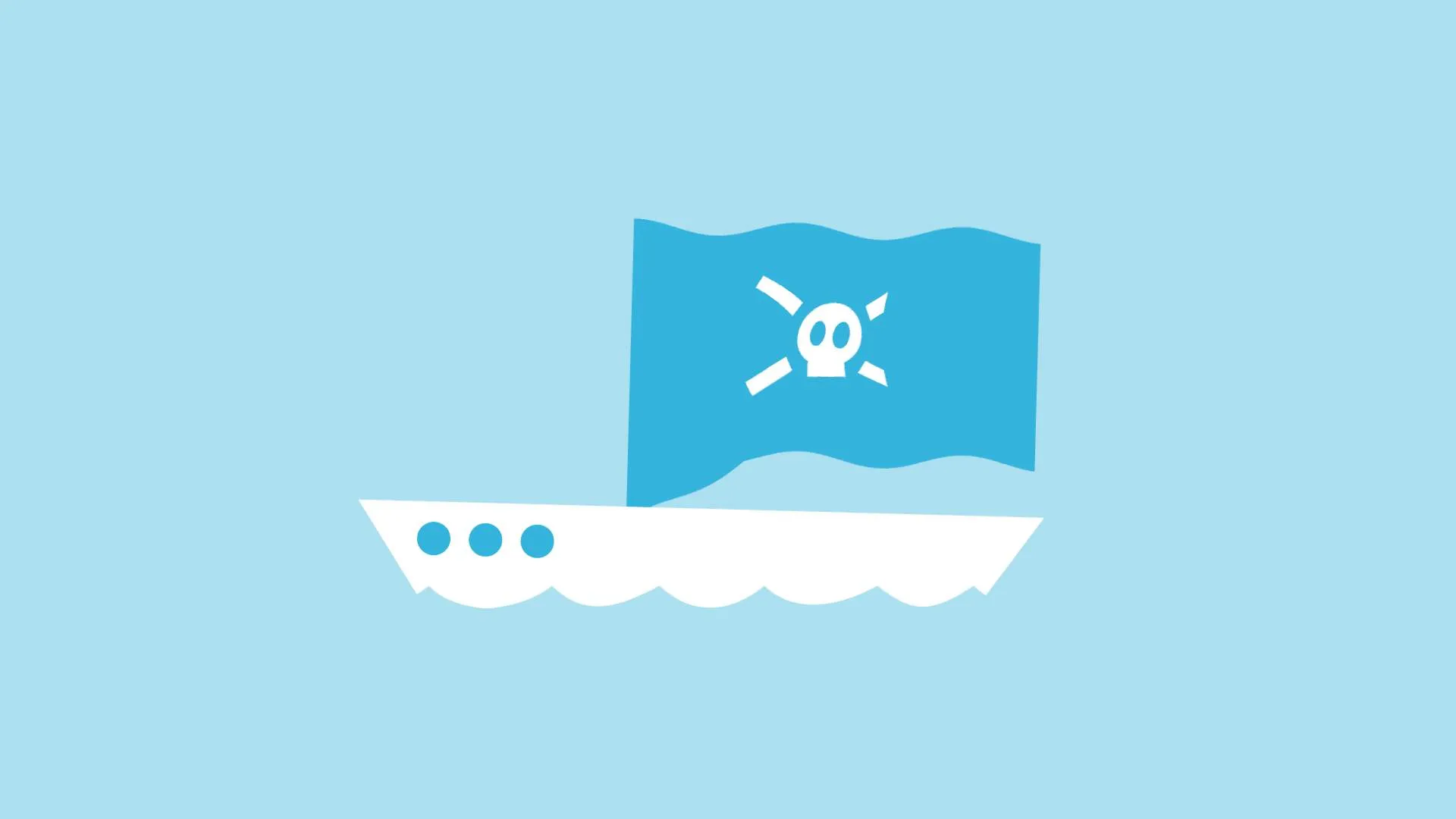 Ein Segelschiff mit Piratenflagge repräsentiert die Fakultät Seefahrt.