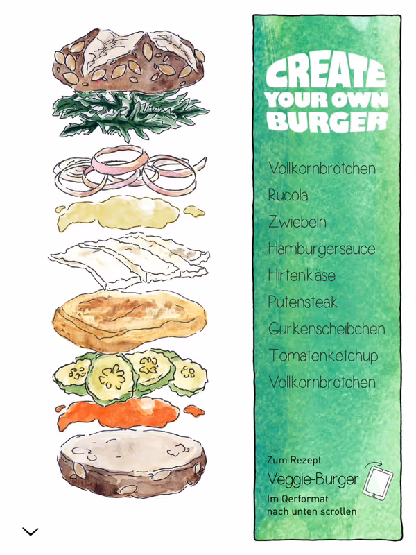 With 'Create Your Own Burger', users can select different ingrediens for each layer of a burger.