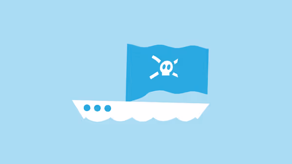 Ein Segelschiff mit Piratenflagge repräsentiert die Fakultät Seefahrt.