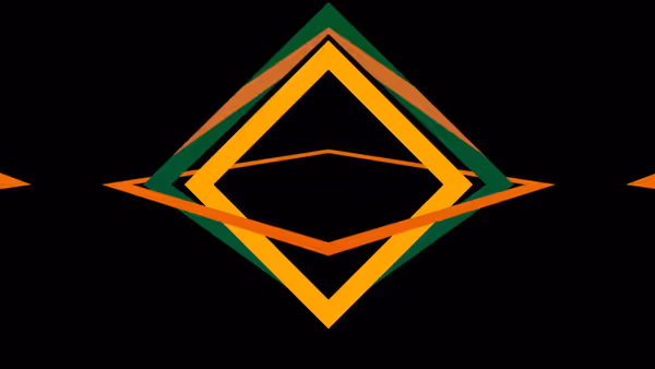 A complex geometric shape consisting of multiple colored rectangles in three dimensional space.